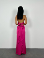 Robe de bal longue fourreau rose fuchsia sexy dos nu Y7894
