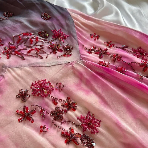 Precioso vestido de noche de gasa con tirantes finos y cuentas, estilo sirena, modelo Y8222