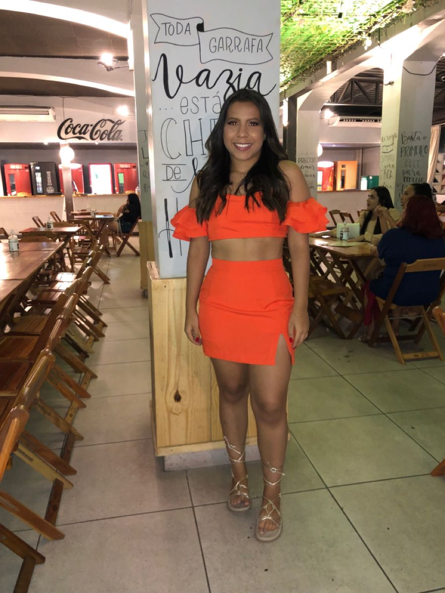 Robe de soirée orange sexy deux pièces Y2189