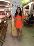 Robe de soirée orange sexy deux pièces Y2189