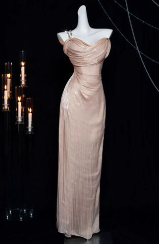 Pretty Pink One Shoulder Sheath Prom Evening Dress Y8199