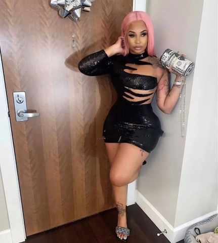 Vestido corto negro de lentejuelas para fiesta de bienvenida al 21 cumpleaños, vestido sexy para evento Y821