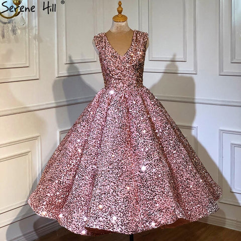 Robe de soirée luxueuse bleu indigo doré, col en V, sans manches, paillettes, sexy, longueur cheville, HA2154 