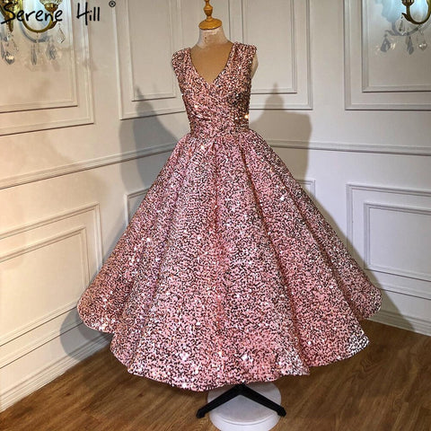 Robe de soirée luxueuse bleu indigo doré, col en V, sans manches, paillettes, sexy, longueur cheville, HA2154 