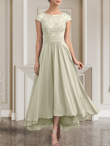 A-line Scoop Floor-Length Lace Chiffon Mother of the Bride Dress With Sequins