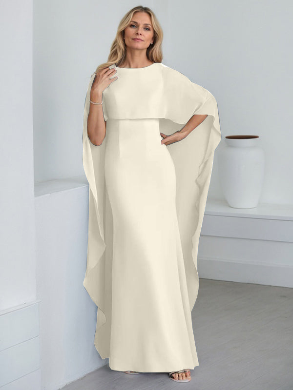 Vestido de gasa de corte recto, largo hasta el suelo, para la madre de la novia, con volantes en cascada. 