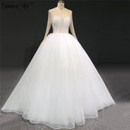 Ivory Long Sleeves Sparkle Sexy Wedding Dresses Beading Sequins O-Neck Bride Gowns HA2332 Custom Made