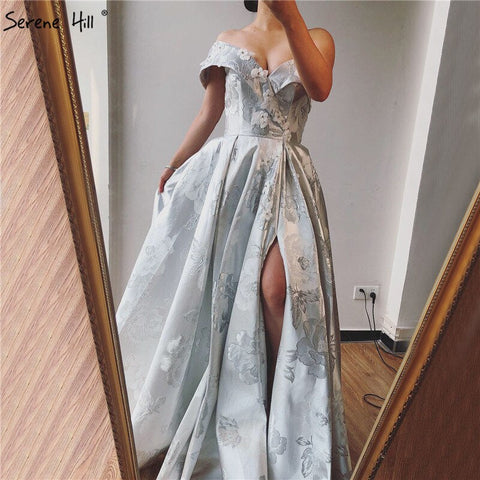 On Sale No Return No Refund  Sale Ivory One Shoulder Sexy Evening Dresses Long 2025 Dubai Handmade Flowers Diamonds Formal Dress LA60947