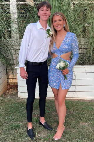 Sparkly Sheath Deep V Neck Sequins Short Homecoming Dress with Keyhole