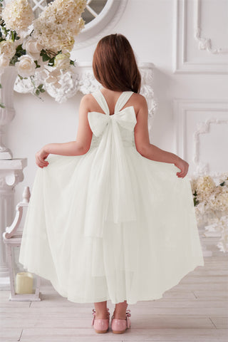 Vestido de bebé niña con lazo de tul y aplique floral en 3D de la colección Jardín Encantado 