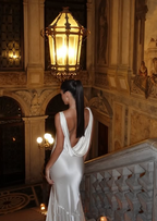 Elegante vestido largo de noche de satén, vestido de gala formal Y8231