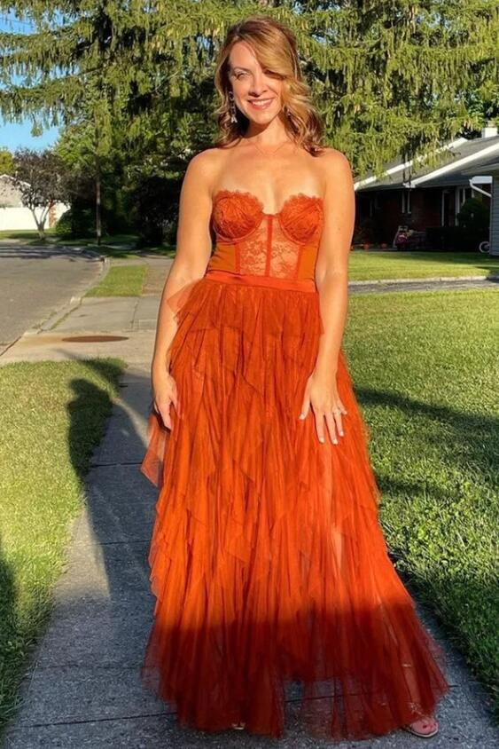 Vestidos de fiesta de encaje y tul con escote corazón y corte en A, vestidos de noche formales Y4268