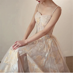Vestido de fiesta de tul con flores bordadas, corte en A, impresionante vestido de noche Y287