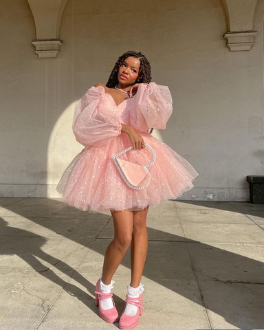 Robe de bal rose bouffante trapèze mignonne, robe de fête d'anniversaire rose Y4238