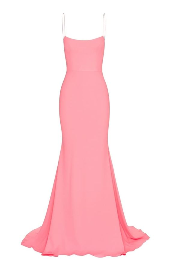 Robe de bal sirène longue rose à fines bretelles Y272