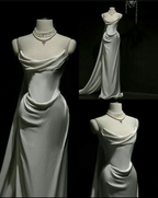Classy Mermaid Strapless White Satin Wedding Dress Prom Dress Y7833