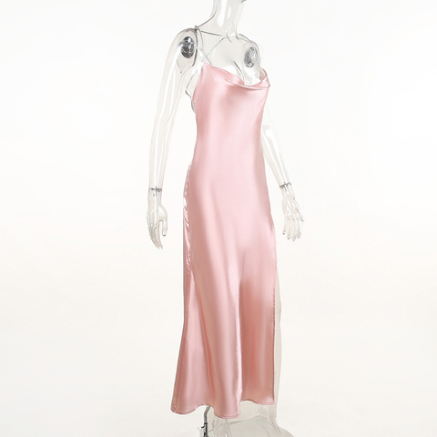 Robe de bal longue sirène rose sexy, robe de soirée rose dos nu Y1933