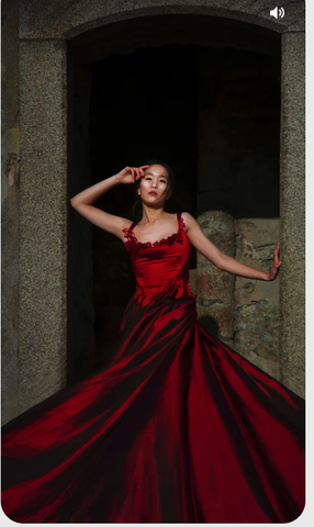 Magnifique robe de bal longue rouge sans manches Y308