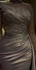 Elegante vestido de noche de sirena de manga larga, vestido glamuroso Y6717
