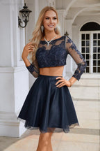 Vestido de dama de honor con cuello redondo, manga larga, cintura abierta y bordado, para noche, boda, fiesta en la playa, 28103 