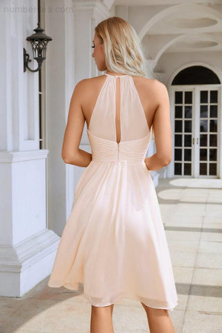 Vestido de noche de gasa con cuello halter para dama de honor, ideal para bodas, fiestas y playa, 28104 