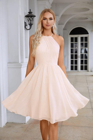 Vestido de noche de gasa con cuello halter para dama de honor, ideal para bodas, fiestas y playa, 28104 