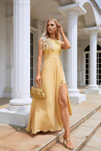 Vestido de dama de honor de gasa con encaje, cuello redondo, sin mangas, largo hasta el suelo, para fiesta de noche, boda, playa, 28106 