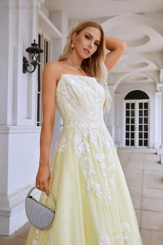 Vestido de fiesta para dama, con tirantes finos, escote en V, tul, encaje, largo hasta el suelo, para graduación, boda, noche, 28112 