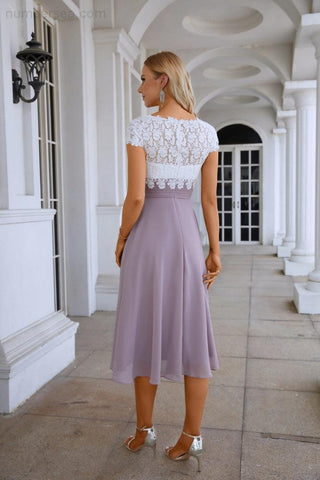 Vestido de dama de honor de encaje de gasa y encaje, vestido de fiesta, vestido de fiesta 28120 