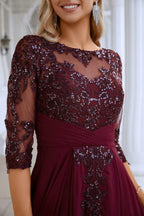 Vestido de noche de fiesta de boda, tul bordado con lentejuelas y escote en V para mujer, de gasa, SY28129