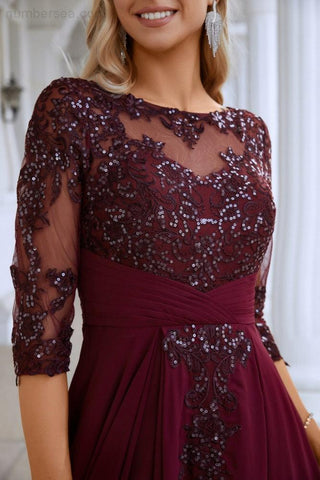 Robe de soirée pour demoiselle d'honneur, en mousseline de soie à col en V, ornée de sequins brodés, idéale pour un bal de promo, un mariage ou une fête (SY28129).