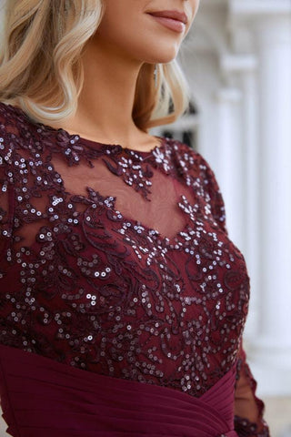 Robe de soirée pour demoiselle d'honneur, en mousseline de soie à col en V, ornée de sequins brodés, idéale pour un bal de promo, un mariage ou une fête (SY28129).