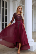Vestido de noche de fiesta de boda, tul bordado con lentejuelas y escote en V para mujer, de gasa, SY28129