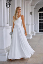 Vestido de noche de gasa con tirantes finos para dama de honor, para graduación, boda, fiesta, 28134 
