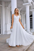 Vestido de noche de gasa con tirantes finos para dama de honor, para graduación, boda, fiesta, 28134 