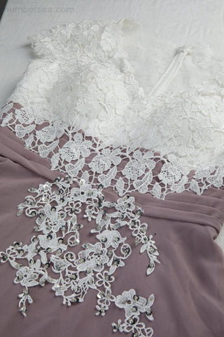 Vestido de dama de honor de encaje de gasa y encaje, vestido de fiesta, vestido de fiesta 28120 