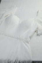 Robe de soirée en mousseline de soie pour femme, manches à volants, fente sur le devant, pour demoiselle d'honneur, bal, mariage, soirée, 28115 