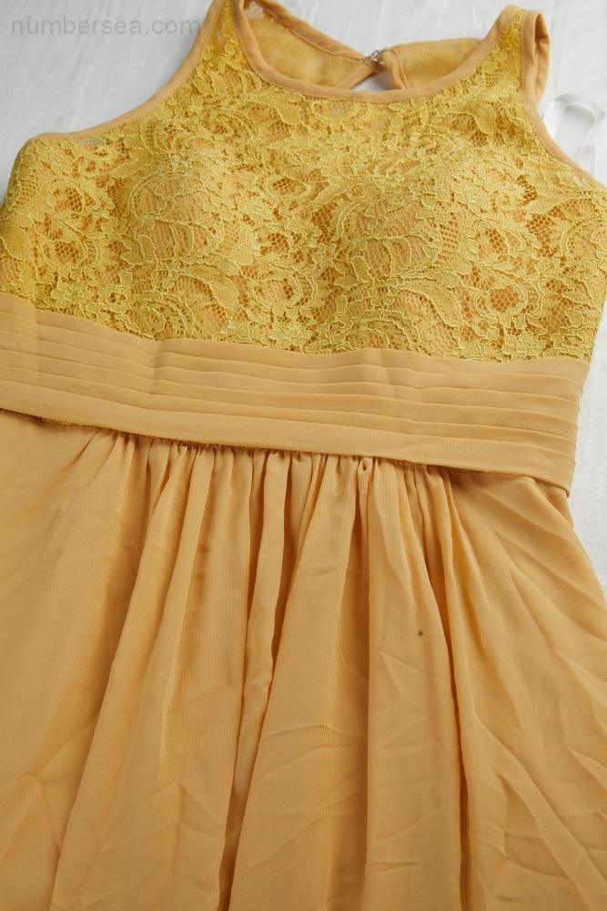 Vestido de dama de honor de gasa con encaje, cuello redondo, sin mangas, largo hasta el suelo, para fiesta de noche, boda, playa, 28106 