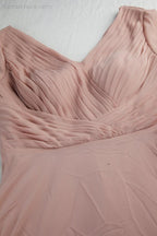 Vestido de gasa para mujer, cuello en V, manga larga, hasta la rodilla, ideal para damas de honor, graduaciones, fiestas de noche, bodas y compras (SY28107)