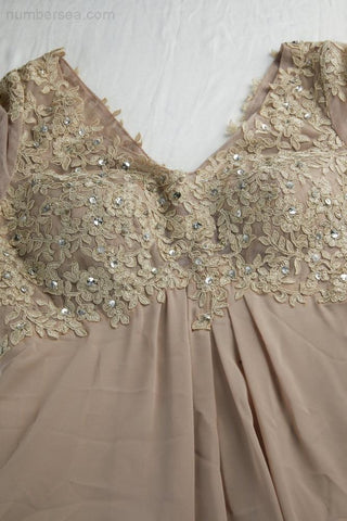 Vestido de gasa para mujer, cuello en V, manga larga hasta el codo, para la madre de la novia, ideal para bodas y fiestas nupciales (SY28108)