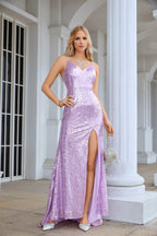 Robe de demoiselle d'honneur longue à bretelles spaghetti et paillettes pour femme, style sirène, robe de soirée, de bal, de mariage, 28083 