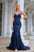 Vestido largo de dama de honor con escote en V, corte sirena, bordado y tirantes finos, para graduación, boda y noche, 28087 