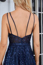 Vestido de dama de honor con tirantes finos, bordado, escote en V y abertura frontal, para fiesta, boda y noche, 28089 
