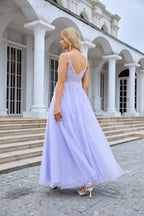 Vestido de dama de honor con escote en V, de gasa, encaje y tirantes finos, para boda, fiesta, playa, noche, 28090 