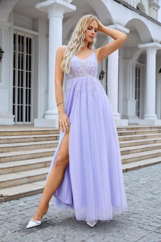 Vestido de dama de honor con escote en V, de gasa, encaje y tirantes finos, para boda, fiesta, playa, noche, 28090 