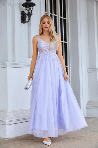 Vestido de dama de honor con escote en V, de gasa, encaje y tirantes finos, para boda, fiesta, playa, noche, 28090 