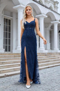Vestido de dama de honor Baoleely con tirantes finos bordados y abertura frontal, para noche, fiesta, boda, playa, 28092 