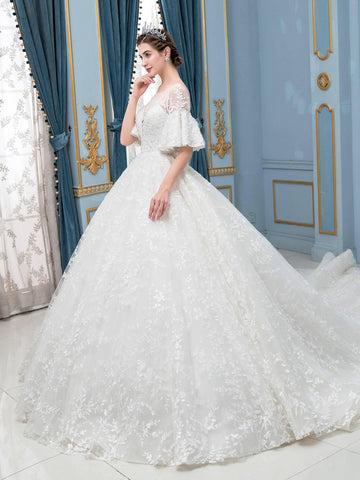 Vestidos de novia largos con cuentas y encaje estilo gala, sin mangas y hasta el suelo 