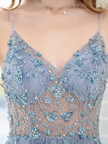 Vestidos de noche de boutique, vestido de graduación de lujo con cuentas, vestidos de fiesta de noche de lujo, vestido con tirantes finos