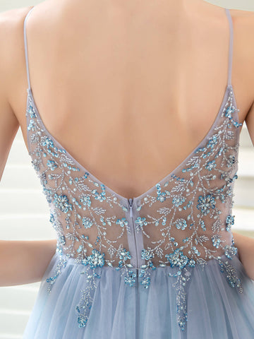 Vestidos de noche de boutique, vestido de graduación de lujo con cuentas, vestidos de fiesta de noche de lujo, vestido con tirantes finos